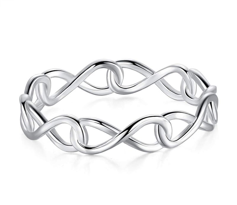 BORUO 925 Sterling Silver Ring High Polish Infinity Symbol Tarnish Resistant Comfort Fit Wedding Band Ring Size 7 - Image 1